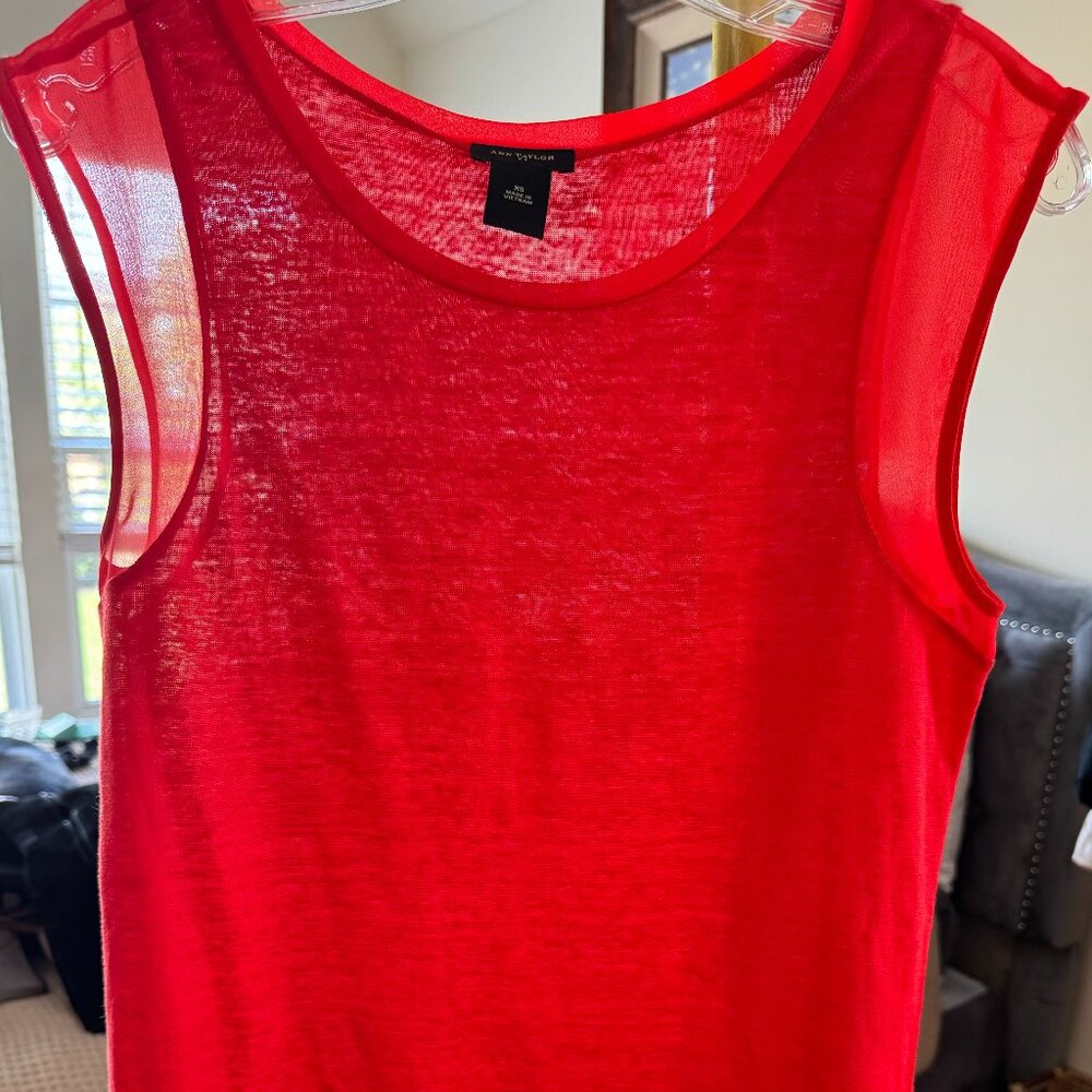 Ann Taylor blouse- beautiful red color with silk detail